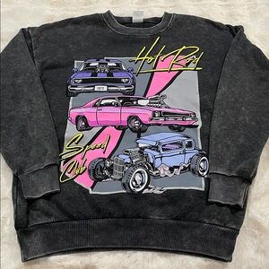 Washed Grey Vintage Car Sweatshirt